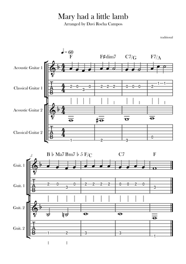 Mary had a little lamb (arr. Davi Rocha Campos)