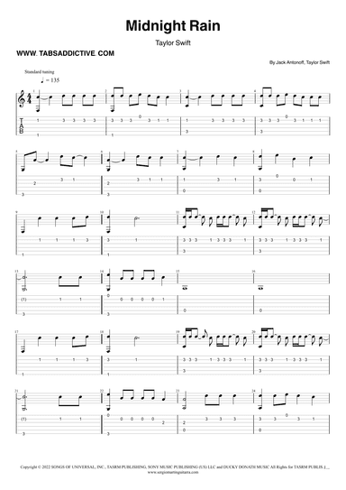 Midnight Rain (arr. TABS ADDICTIVE - SERGIO MARTIN GUITARRA)