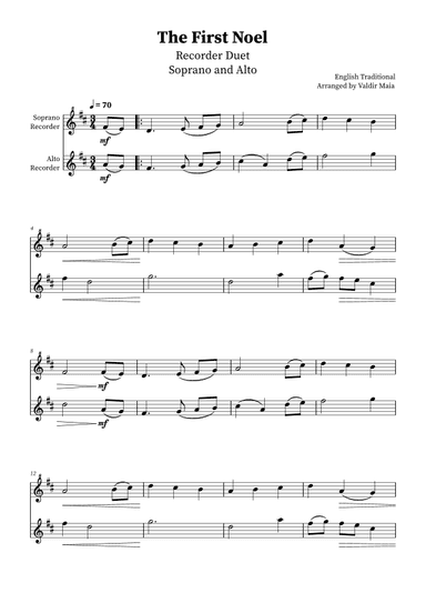 The First Noel - Recorder Duet (arr. Valdir Maia)