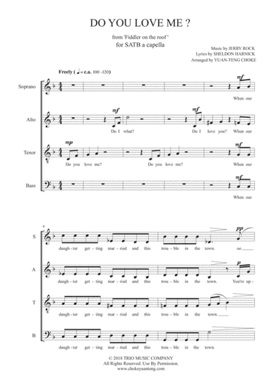 Do You Love Me (fr: Fiddler On The Roof) (arr. Yuan-Teng Choke)