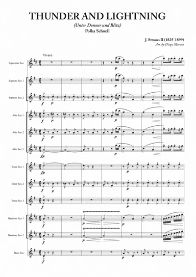 Thunder and Lightning for Sax Ensemble (arr. Diego Marani)