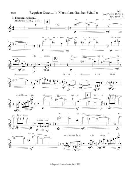 Requiem Octet ... In Memoriam Gunther Schuller (2015) flute part
