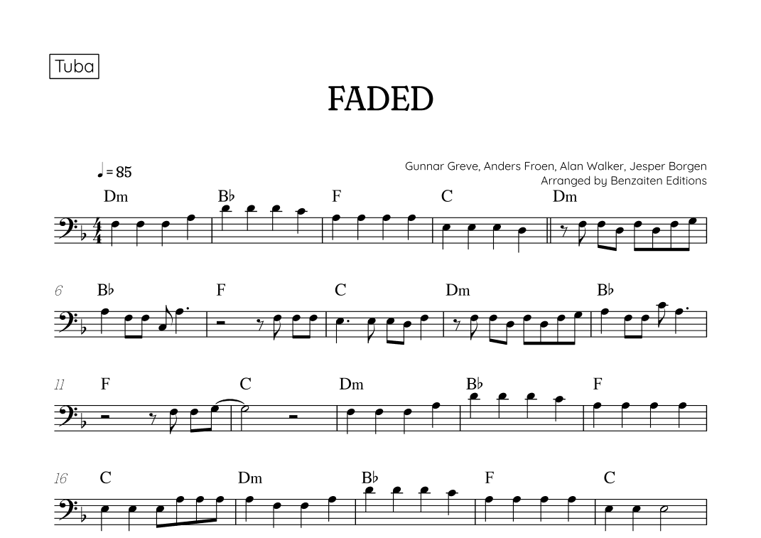 Faded (arr. Benzaiten Editions)