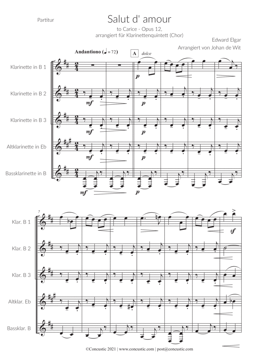 Salut d'amour for Clarinet Choir (arr. Johan de Wit)