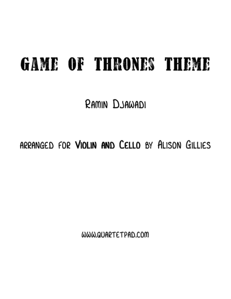 Game Of Thrones (arr. Alison Gillies)