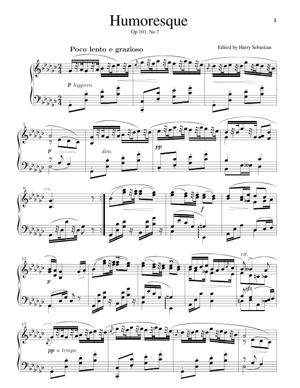 Antonín Dvorák - Humoresque Op.101 No.7 (arr. Harry Sebastian)