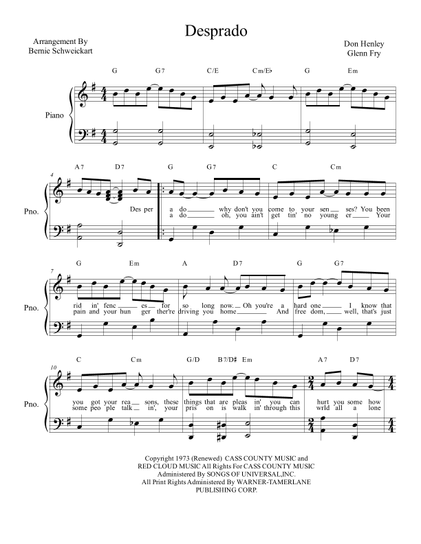 Desperado (arr. Bernie Schweickart)