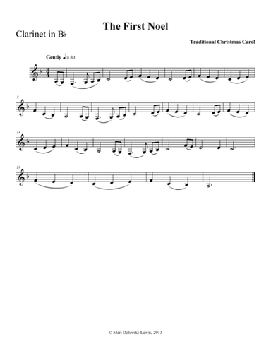 The First Noel: clarinet/piano (arr. Meri Dolevski)
