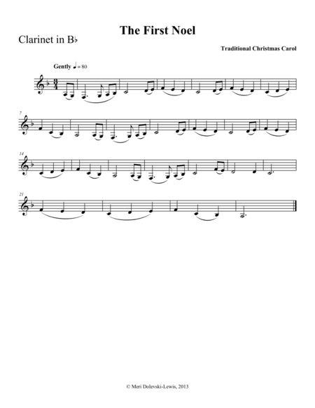 The First Noel: clarinet/piano (arr. Meri Dolevski)
