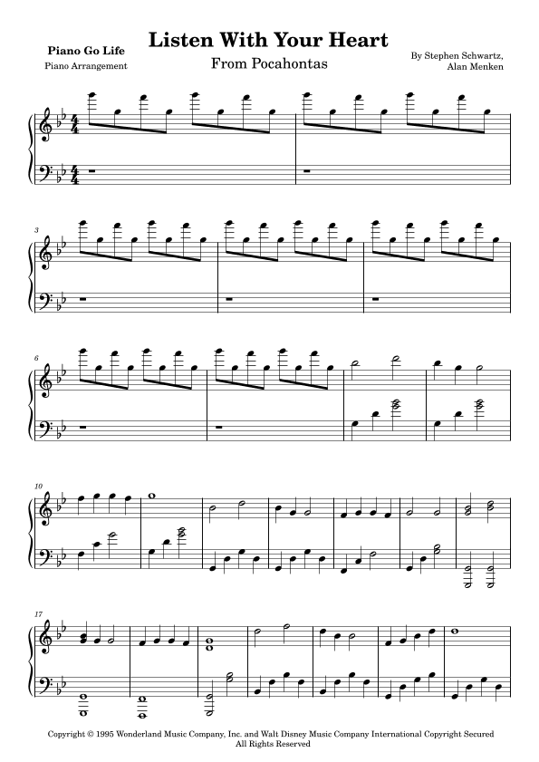 Listen With Your Heart (arr. Piano Go Life)