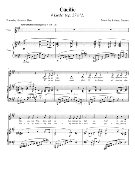 Cäcilie (Strauss) [Low Voice] (arr. Maxence Lasserre-Engberts)