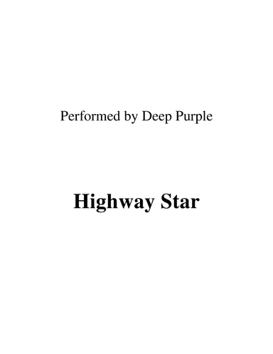 Highway Star (arr. RWM)