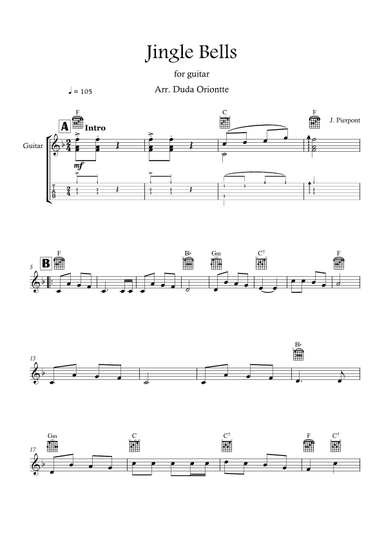 Jingle Bells (F major - TABS - no lyrics) (arr. Duda Oriontte)