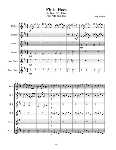 Flute Hoot for Four "C" Flutes, plus Alto and Bass