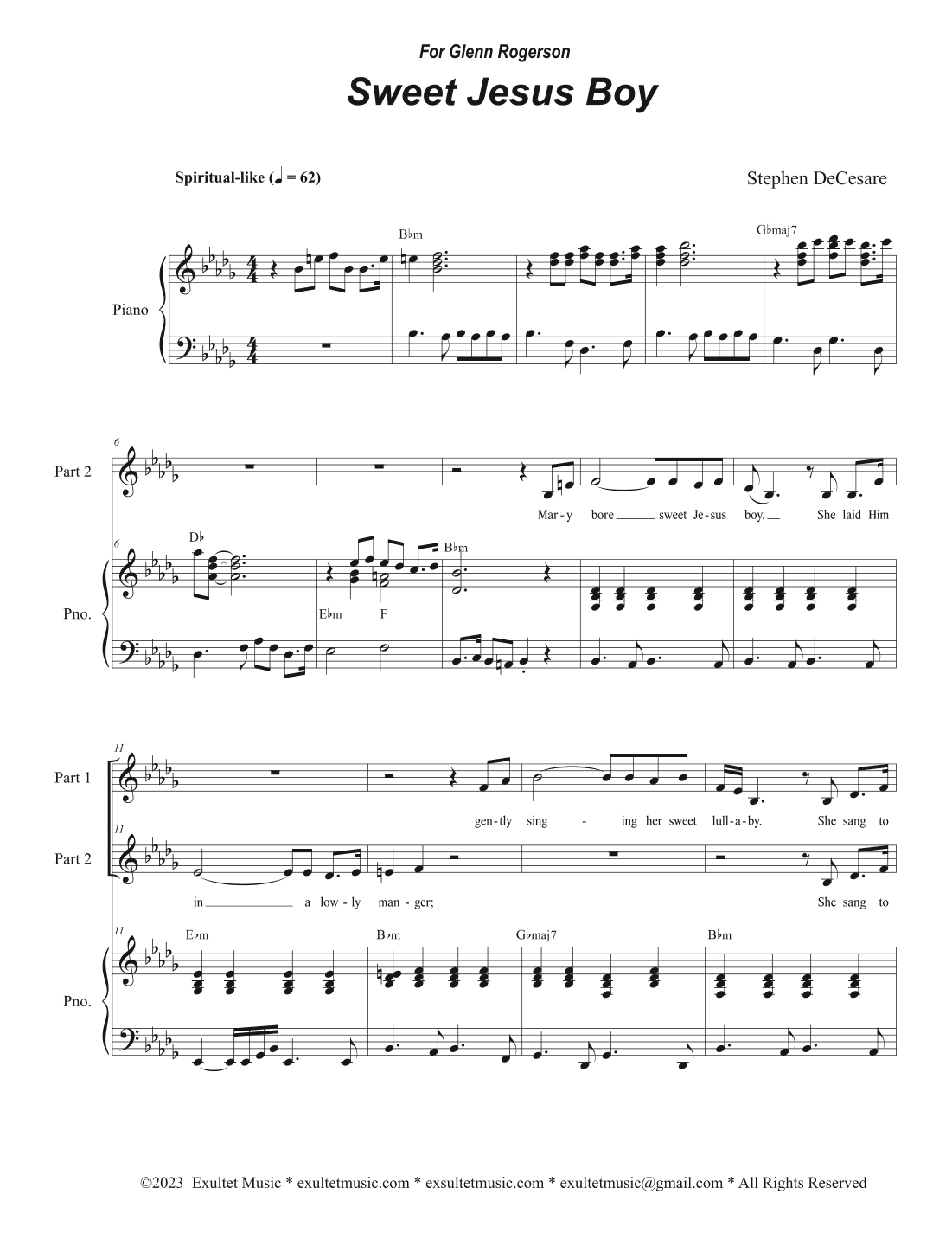 Sweet Jesus Boy (2-part choir)