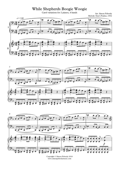 While Shepherds Boogie Woogie, Christmas Carol Variations for 2 pianos, 4 hands Arr. Simon Peberdy (arr. Simon Peberdy)