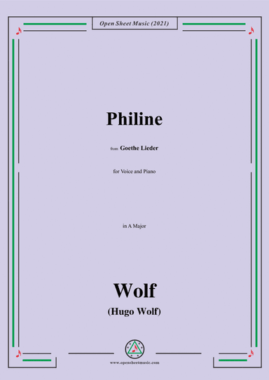 Wolf-Philine,in A Major,IHW10 No.8,from Goethe Lieder,for Voice and Piano (arr. Open Cloud)