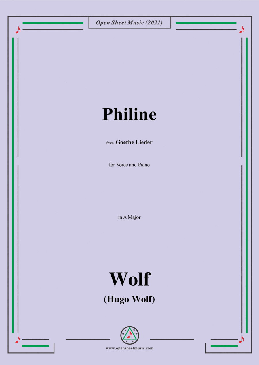 Wolf-Philine,in A Major,IHW10 No.8,from Goethe Lieder,for Voice and Piano (arr. Open Cloud)