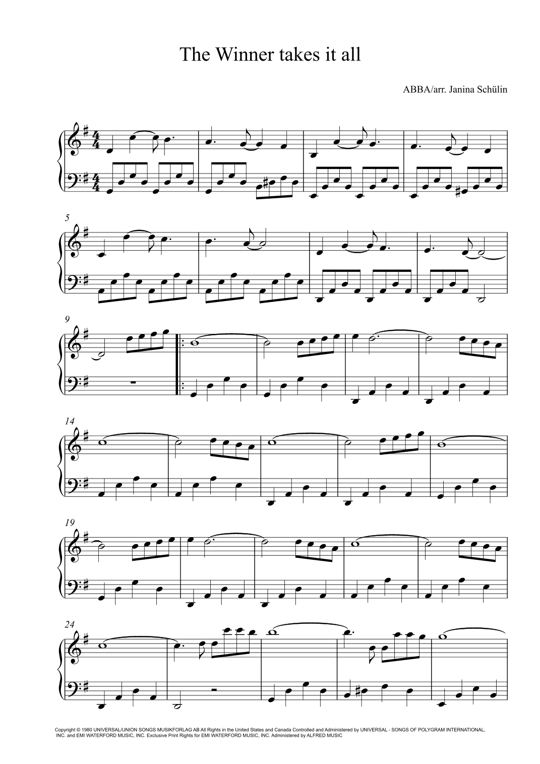 The Winner Takes It All (arr. Janina Schülin)