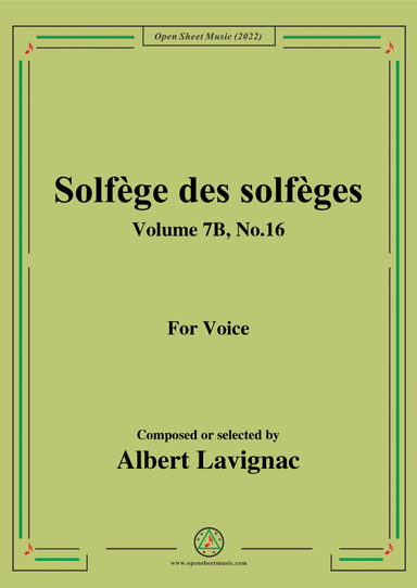 Lavignac-Solfege des solfeges,Volume 7B No.16,for Voice (arr. Open Cloud)