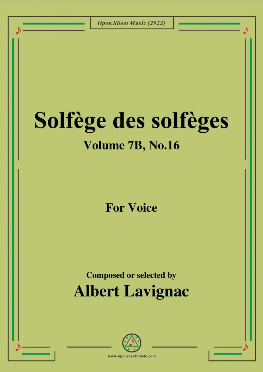 Lavignac-Solfege des solfeges,Volume 7B No.16,for Voice (arr. Open Cloud)