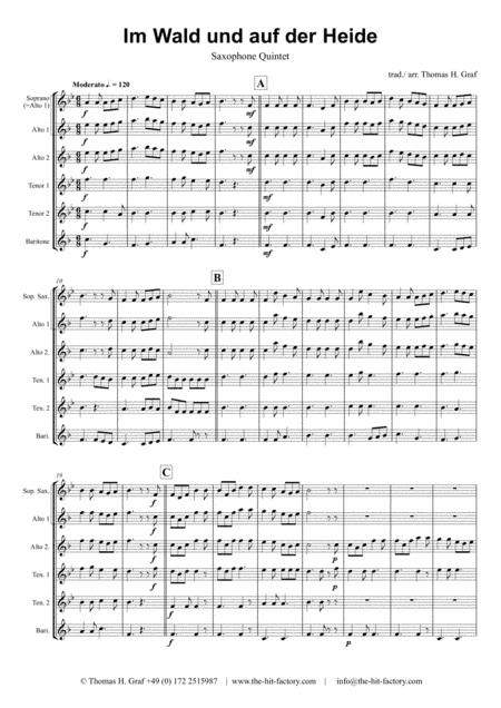 Im Wald und auf der Heide - German March/Octoberfest - Saxophone Quintet (arr. Thomas H. Graf)