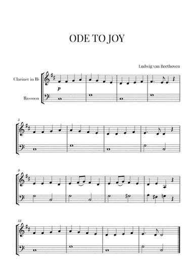 Beethoven - Ode to Joy (for Clarinet and Bassoon) (arr. Cadenza Editions)