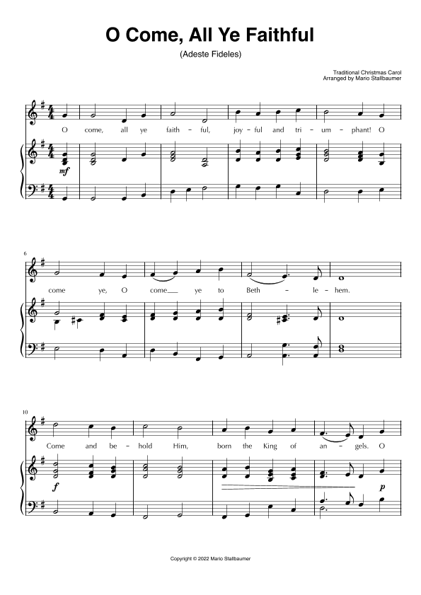 O Come, All Ye Faithful (arr. Mario Stallbaumer)