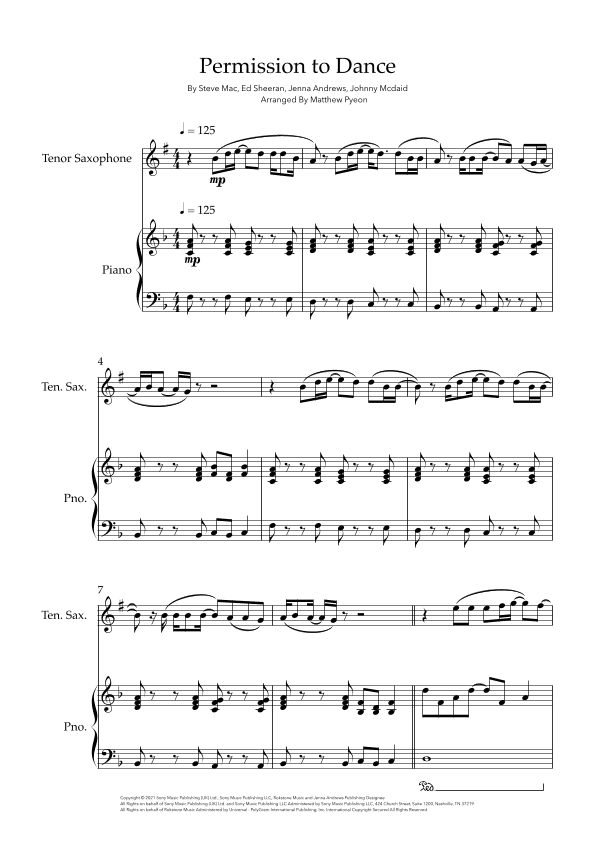 Permission To Dance (arr. Matthew pyeon)