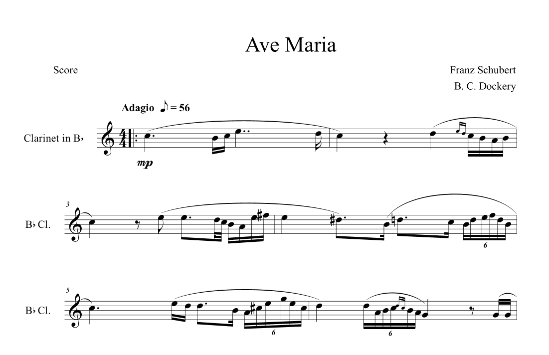 Ave Maria (Clarinet Solo) (arr. B. C. Dockery)