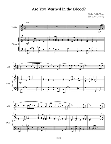 Are You Washed in the Blood? (Violin Solo with Piano Accompaniment) (arr. B. C. Dockery)