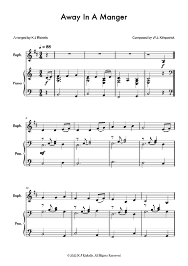 Away in a Manger - Baritone/Euphonium (treble clef) (arr. Kacie J. Rickells)