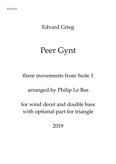 Peer Gynt (for Wind Decet & Double Bass) (arr. Philip Le Bas)