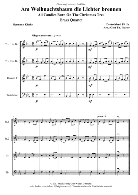 All Candles Burn On The Christmas Tree (arr. Gert Th. Walter)