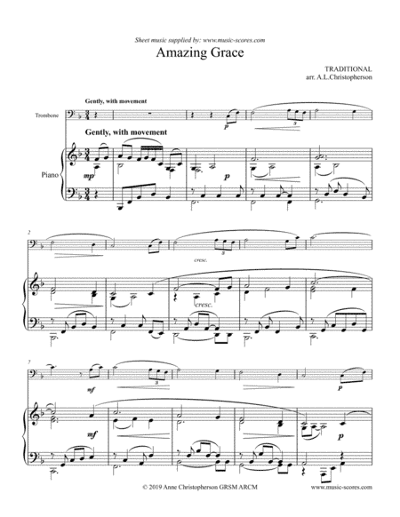Amazing Grace - Trombone and Piano (arr. Anne Christopherson GRSM ARCM)