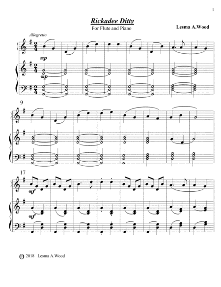Rickadee Ditty (for flute with piano accompaniment)