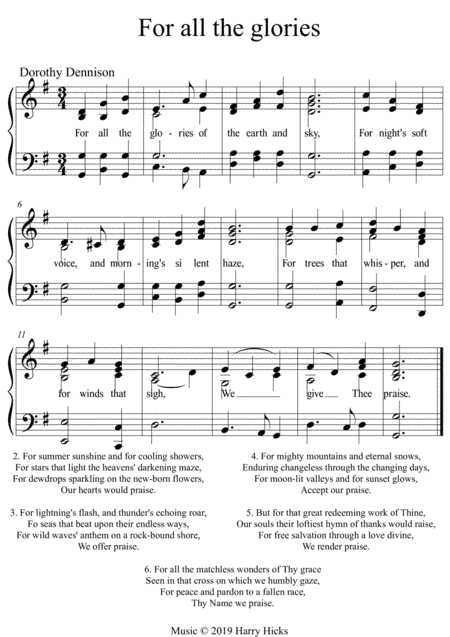 For all the glories. A new tune to a wonderful old hymn.