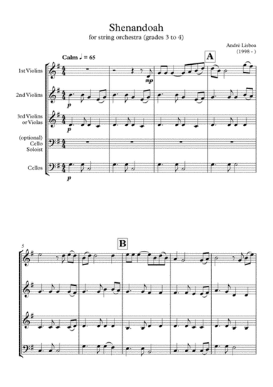 Shenandoah (Grade 3-4 String Orchestra) (arr. André Lisboa)