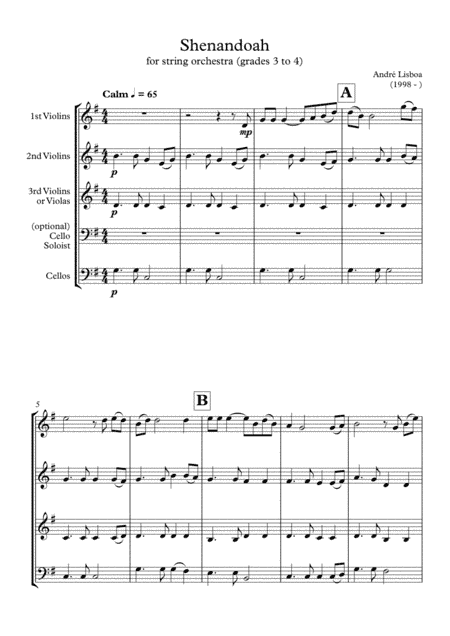 Shenandoah (Grade 3-4 String Orchestra) (arr. André Lisboa)