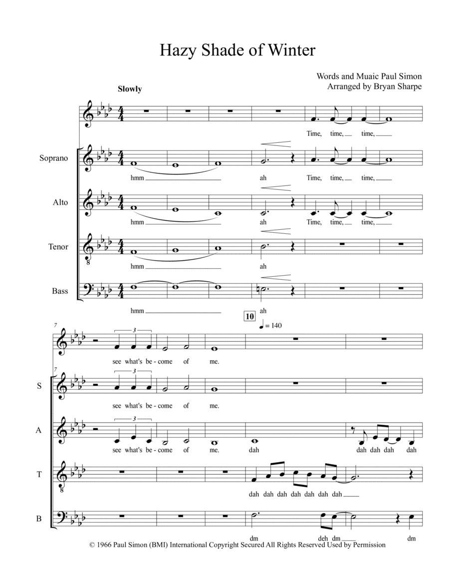 A Hazy Shade Of Winter (arr. Bryan Sharpe)
