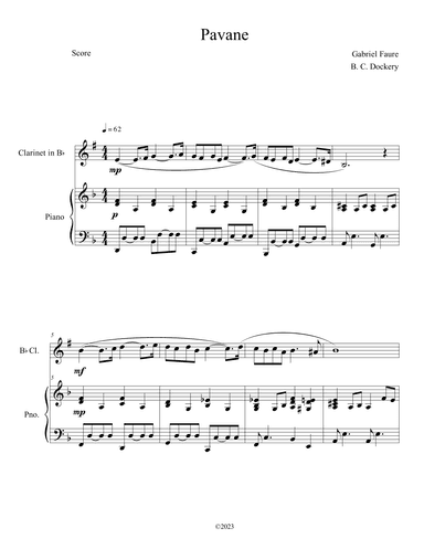 Pavane (Clarinet Solo with Piano Accompaniment) (arr. B. C. Dockery)