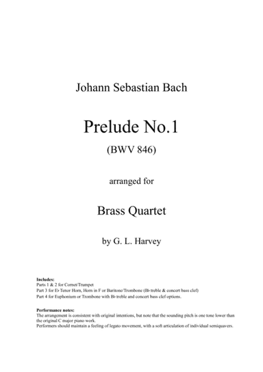 Prelude No. 1 (BWV 846) for Brass Quartet (arr. G L Harvey)