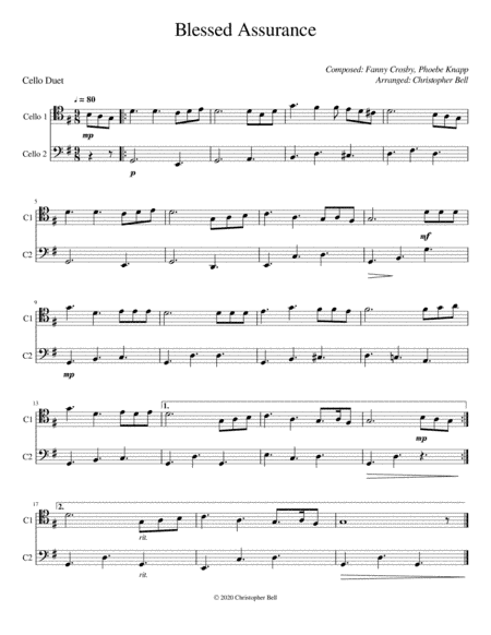 Blessed Assurance - Cello Duet (arr. Christopher Bell)