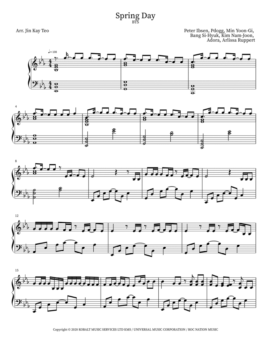 Spring Day (arr. Jin Kay Teo)