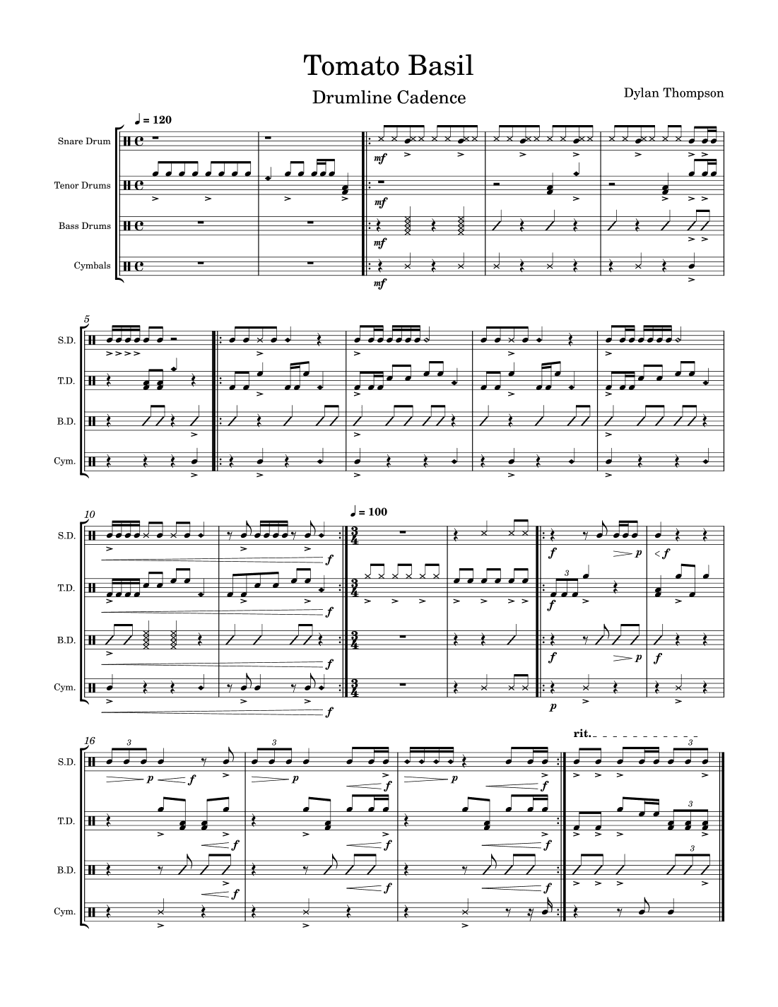 Tomato Basil - Drumline Cadence