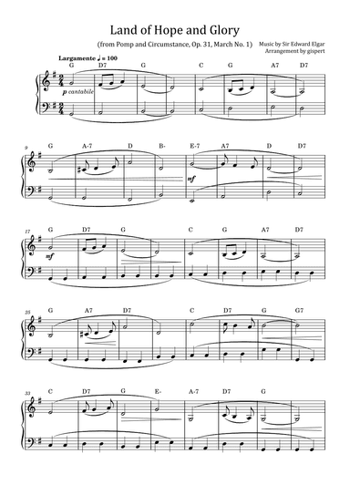 Land of Hope and Glory (from Pomp and Circumstance, Op. 31, March No. 1) with chords (arr. Gispert)