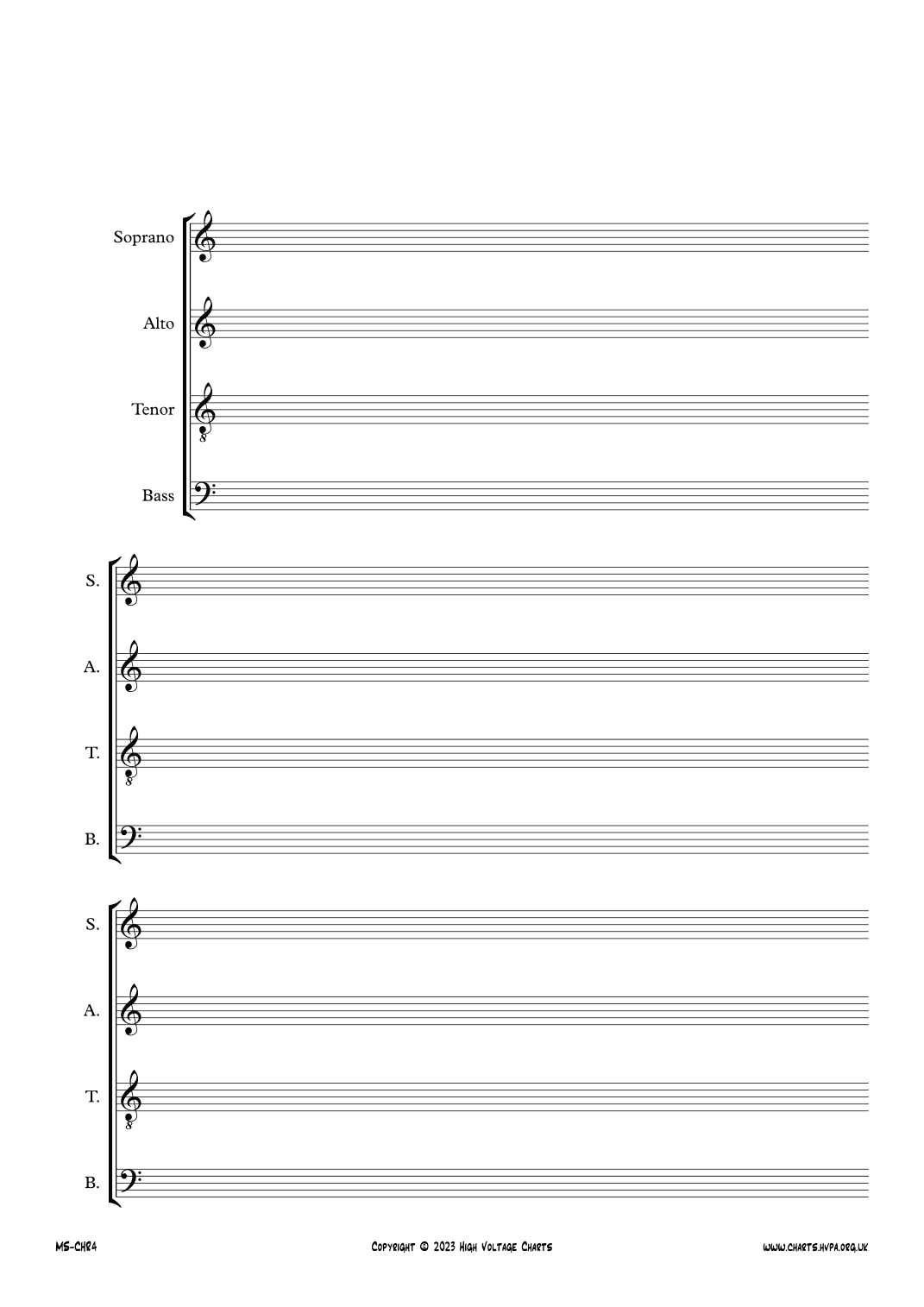 Manuscript Paper - SATB Voices
