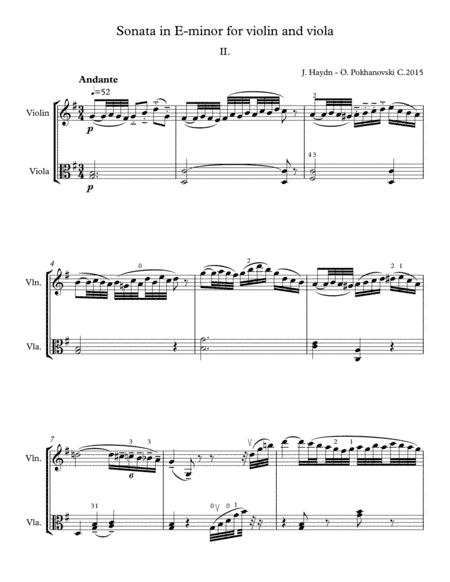 Haydn Sonata in E-minor for violin and viola, 2nd movement
