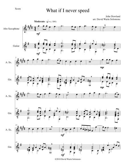 What if I never speed for alto saxophone and guitar (arr. David Warin Solomons)