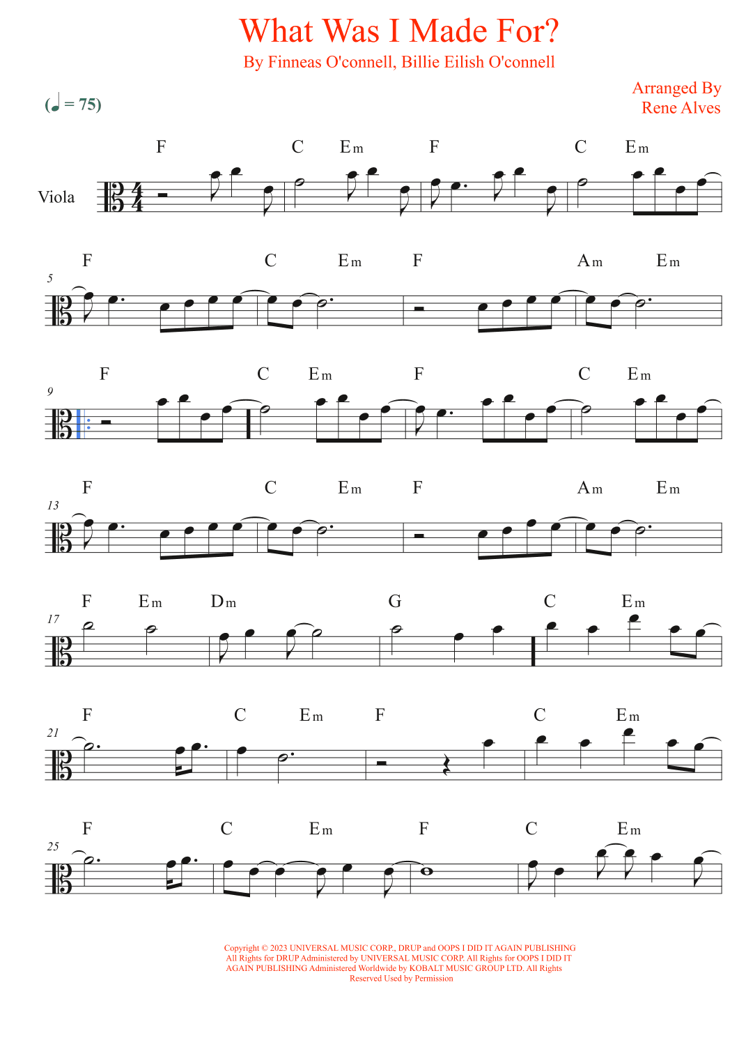 What Was I Made For? (arr. Rene Alves)